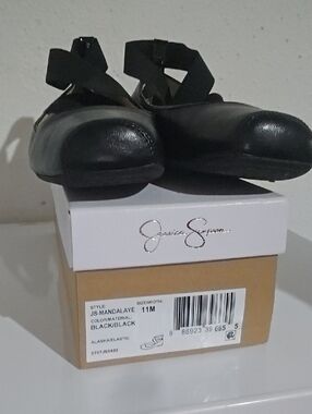 Jessica Simpson JS- Mandalaye Black Ballet Flats with Ankle Straps